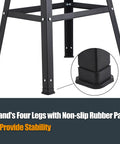 Pro Grade Stand For 10 Inch Band Saw, Heavy Duty Steel Frame Weighing 12.5 Lbs shown with non-slip feet highlighted for stability