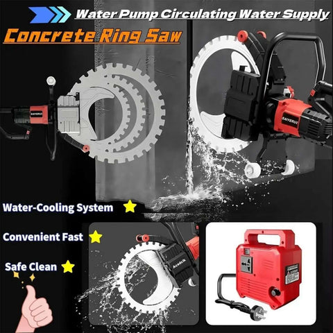 Heavy Duty Brushless Concrete Ring Saw Featuring Upgraded Toroidal Blade Design For Smooth Wall Grooving Floor Chasing And Masonry Ripping Built Badass For Daily Job Site Grind By Real Pro Tradesmen with water-cooling system.