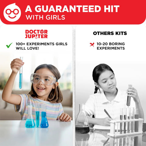 Girls First Science Kit For Ages 4 To 8, STEM Toy With 100 Plus Experiments, Hands On Learning And Educational Projects, lab setting