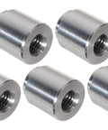 Top Shelf 5 Pack M10 1.5Mm Threaded Weld On Bung Kits Tough As Nails 6061 T6 Billet Aluminum Metric Inserts shown from above.