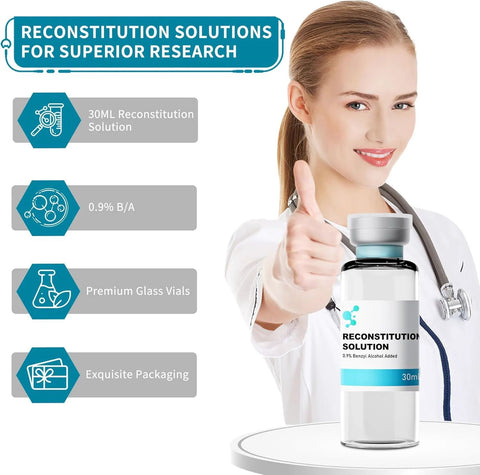 Reconstitution solution bottle, 30 mL premium glass vial with 0.9% benzyl alcohol added.