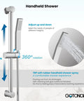 12 Inch Shower Faucet Set With Slide Bar, Rain Shower Head And Handheld Spray, Wall Mounted Trim Kit with adjustable handheld spray