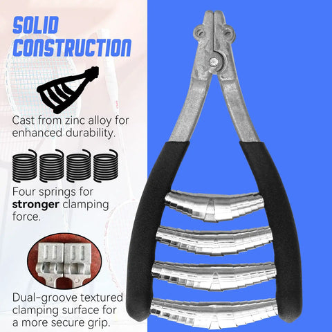 Starting Clamp For Tennis And Badminton Stringing With Four Springs Beefy Zinc Alloy Body And Spring Steel Clamp