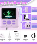 Instant Print Camera For Kids Portable Mini Digital Camera With One Second Black And White Print And Color Photos 15 Scene Filters 16 Effects Totally Fun Gift For Boys And Girls Ages 3 To 12 Purple, front view with accessories