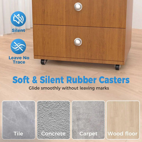 1 Inch Silent Rubber Fixed Caster Wheels Side Mount Non Swivel Castors For Wooden Furniture Cabinets Underbed Drawers And DIY Projects Easy Glide Durable Metal Frame With Screws Four Pack installed on wooden cabinet