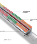 Pro Grade Rail Type Terminal Block Kit With 12.6 Inch DIN Rail Included KV2.5B 600V 32A Quick Wiring Connection assembly detail