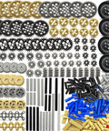 Assorted Technical Gears Axle Pin Connectors And Rack Gear Set With Rubble Wheels For Creative MOC Cars And STEM Builds, 300 Plus Pieces