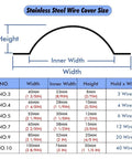 Stainless Steel Wire Cover Size chart detailing dimensions for Heavy Duty Stainless Steel Cable Cover Protector built for heavy foot traffic.