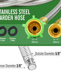 304 Stainless Steel Garden Hose 20 Ft With Female To Male Metal Connector No Leakage Built To Last Flexible Lightweight Kink Free