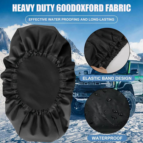 Heavy Duty Winch Cover For 8500 To 17500 Lb Models waterproof 600D Oxford fabric with elastic band design, shown in black.