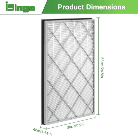 HE401 Replacement Filter For Air Purifier 4 Series dimensions 63cm by 38cm by 4cm with high efficiency filtration 99.97%