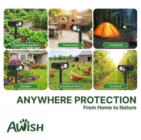 Solar Ultrasonic Animal Repeller Outdoor With Motion Sensor PIR Auto Deterrent For Yard And Garden LED Flashing Light Weatherproof 2 Pack in vegetable garden