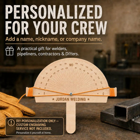 Jobsite Ready Wooden Angle Finder With Bright Orange String Line 12 By 10 Inch Birch Plywood Ruler Expert Degree Layout Gauge For Fencing Framing And Diy Work That Nails The Angle Every Time, personalized with name.