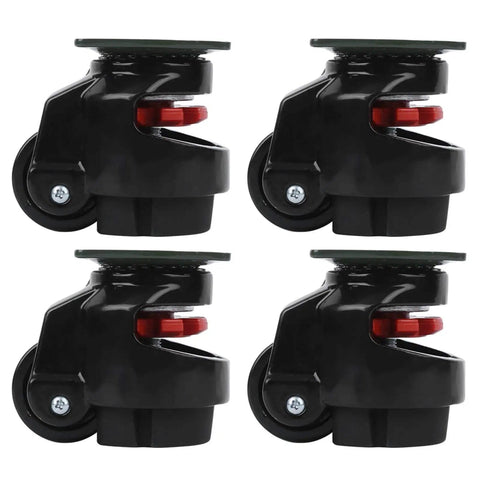 Four Pack Retractable Leveling Casters With Nylon Wheels Black For Industrial Machines And Heavy Equipment Move Smoothly And Precisely With Beefy 70mm Height And 40mm Wheels 100Kg Capacity For Stabilizing Large Tools GD 40F