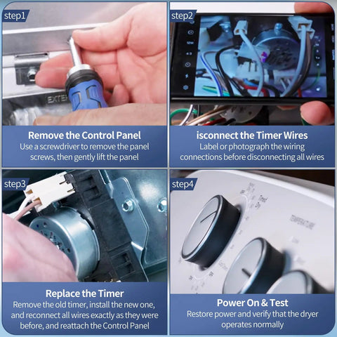 Dryer Timer Replacement That Fits Multiple Models No Brainer Easy Install For WGD4700YQ1 WGD4890XQ0 WGD4890XQ1 And Kenmore 11070022010 11070022011 11071402311 11071402312 1107062110 Replaces W10185975E installation steps on dryer control panel