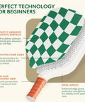 Detailed view of Beginner Friendly Pickleball Paddle Set With Two Graphite Fiberglass Rackets USAPA Approved paddle parts.