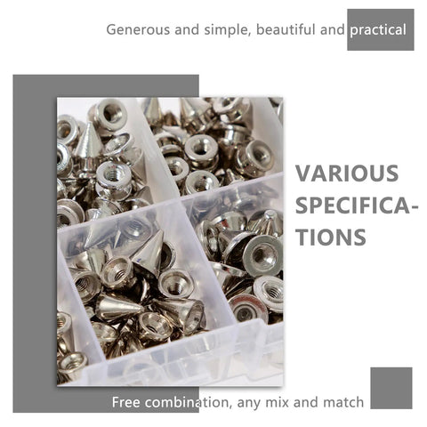 359 Piece Punk Spikes And Studs Kit In Zinc Alloy Silver Cone Spikes And Rivets Eight Sizes For DIY Leather Clothing