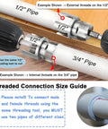 All In One Pipe Threader Kit For One Half, Three Quarter And One Inch PVC Pipes With Internal And External Dies, Hex Shank Thread Cutting Tool For Leak Proof Plumbing No Tool Swapping For Gas And Irrigation Projects showing threaded connection on PVC pipes.