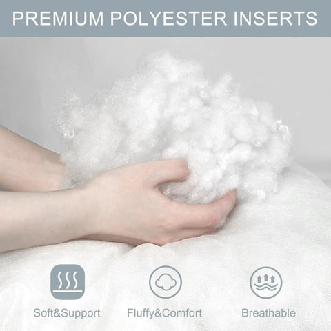 Premium polyester insert for Outdoor Indoor Throw Pillows 2 Piece Set With Cozy Plush Inserts 18 By 18 Inch Square Pebble Blue All Weather Fabric.