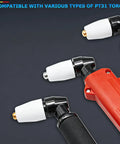 66 Piece Plasma Cutter Consumables Kit For PT 31 JG 40 LG 40 Torches shown with torch nozzles and shield cups