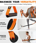 Heavy Duty Stackable Resistance Bands With Wall Anchor And Door Mount For Home Gym Upgrade, ergonomic handles and ankle straps shown.