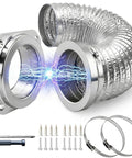 Magnetic Dryer Vent Connector Kit Fits DV180 Style 4 Inch With No Leaks Airtight Seal Snaps Into Place 3.3ft Flexible Aluminum Duct Hose