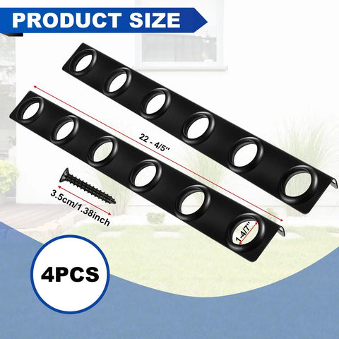 4 Pack 6 Hole Landscape Trailer Racks For Lawn Tools Shovel Holder And Hand Tool Organizer Fits Truck Bed Includes Rubber Grommets And Mounting Hardware Black Durable Construction