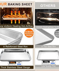 Comparison of Heavy Duty Baking Sheet Set Of 3 For Home Bakers Commercial Grade Stainless Steel Cookie Sheets to ordinary thin sheet.
