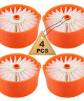 Four Pack Replacement Vacuum Filter Elements For Powerseries Extreme Cordless Stick Vacuum BSV2020G And BSV2020P, round with orange casing