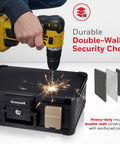 Portable Fire Safe Waterproof Safe Box Chest With Carry Handle 30 Minute UL Fire Rating Medium Capacity 7.3 Liter Black