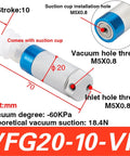 Rock Solid Pneumatic Arm Gripper Cylinder With Vacuum Generator And Suction Cup, 20-20-10 Series, VFGD30-20-VP Compatible