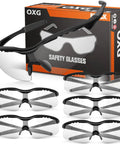 Six Pack Safety Glasses for Men and Women ANSI Z87.1 Approved Protective Eyewear Scratch Resistant Wraparound Lenses for Construction