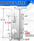 Four Pack Door Reinforcement Plates for One and Three Quarters Inch Thick Doors Stainless Steel Jamb Plate dimensions diagram