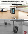 Under Desk Computer Mount For Standing Desks Clamp On PC Holder displaying a tower near desk, cable management with no clutter.