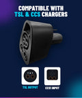 Plug And Go Ccs1 To Nacs Adapter for Tesla Model 3 and Model Y with TSL output and CCS1 input connections.