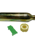 CO2 Rearming Kit Cylinder Cartridge For Inflatable Life Jacket With 24 Gram Gas And Half Inch Thread Fits Automatic And Manual PFD Neck Type Lifesaver Gear Gold, showing cylinder and parts