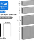 Assorted 16 Gauge 7/16 Crown Staples For Woodworking Galvanized Steel 3/4 Inch, 1 Inch, 1-1/2 Inch, 2 Inch 1120 Count Project Pack