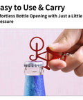 Person using Six Pack Bicycle Bottle Opener Keychain Kit With Chain Key Ring Tools For Cyclists And Bikers on a bottle cap.