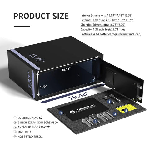 Hotel Style Digital Safe With Electronic Lock, Silent Mode And Sensor Light, One Cubic Foot Home Security Box, Black accessories view