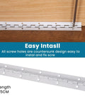 Four Pack 8 Inch Heavy Duty Piano Hinges White Stainless Steel Continuous Hinge For Cabinet Doors Woodworking Furniture Tool Storage Boxes 1.2 Inch Open Width 304 Stainless Rust Proof Built To Last, 25cm