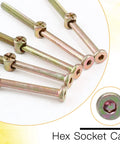 Knockout M6 X 100mm Bunk Bed Bolts With Barrel Nuts Galvanized Carbon Steel Furniture Fasteners For Cribs Tables showing hex socket cap screws.