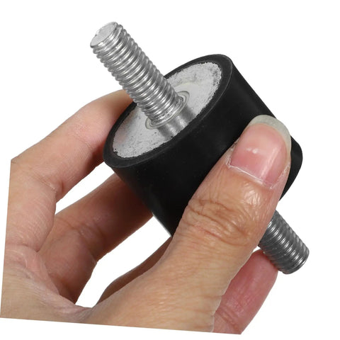 Four Pack Vibration Isolator Mounts For Fitness Equipment Anti Vibration Shock Absorption Easy Install For Quieter Operation And Stable Home Gym Gear Durable black rubber mount with threaded bolt held in hand