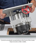 Person holding Beefy 3.25HP CNC Router Motor With Soft Start And Variable Speed For Router Lifts Easy Mount 4.2 Inch Body