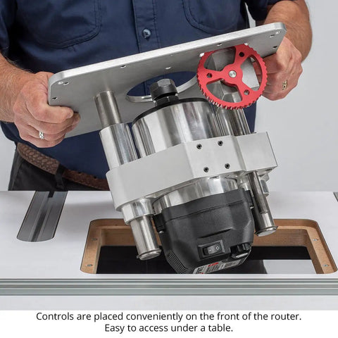 Person holding Beefy 3.25HP CNC Router Motor With Soft Start And Variable Speed For Router Lifts Easy Mount 4.2 Inch Body