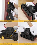 7 Amp Handheld Belt Sander with 3 x 21 Inch Belts, Dust Bag, and Beast Mode Variable Speed 120 to 400 RPM for Woodworking in use
