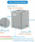 Two Way Battery Charger Hub With Storage Charge For DJI Mini 5 Pro Mini 4 Pro And Mini 3 Series showing ports and modes