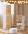 2x9 Tier Collapsible Shoe Rack Organizer With Door, Large Plastic Shoe Cabinet For Entryway, Holds 18 Pairs, Foldable Shelves