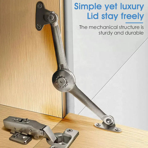 2 Pack Heavy Duty Folding Lid Stay Hinges With Soft Close Action Zinc Alloy Adjustable Tension No Slam Up To 50lb installed