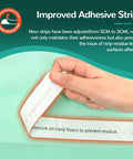 Improved adhesive strips on Ultra Thick Disposable Bed Pads With Rock Solid Adhesive Strips 30 X 36 Inches 50 Count.