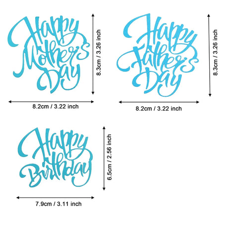 3 Piece Metal Die Cut Set For Card Making And Paper Crafts with Happy Mother's, Father's, and Birthday Day templates